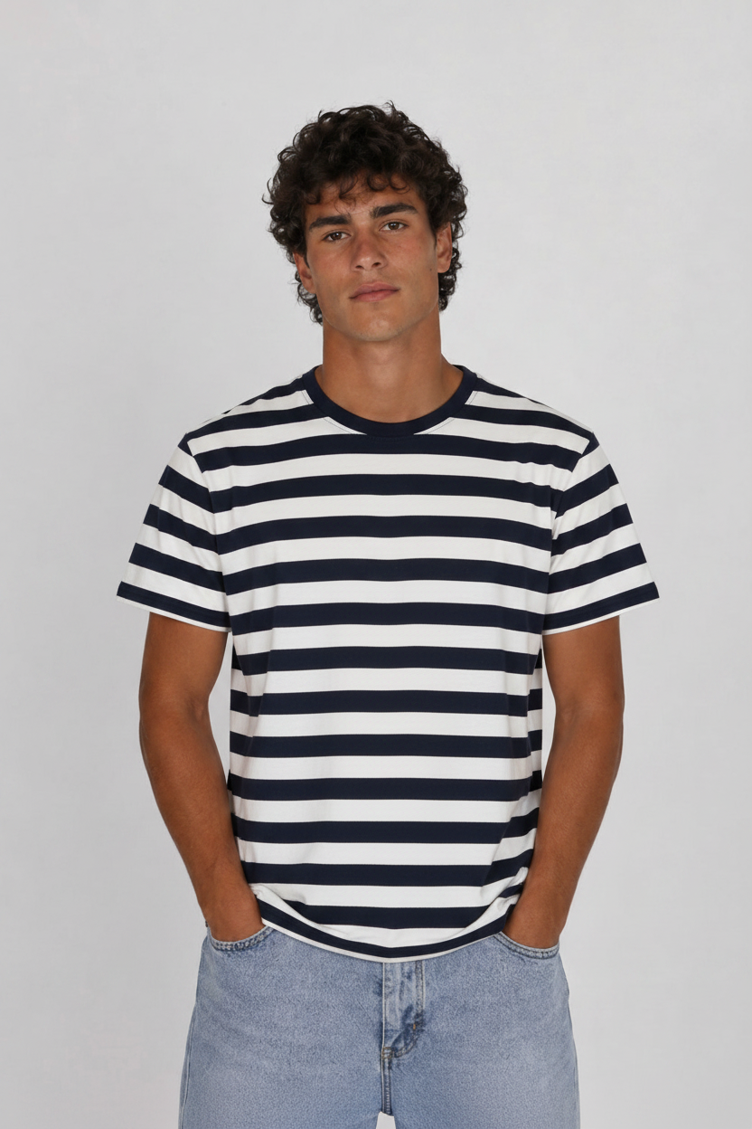 Navy/hvid stribet tee