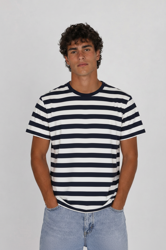 Navy/hvid stribet tee