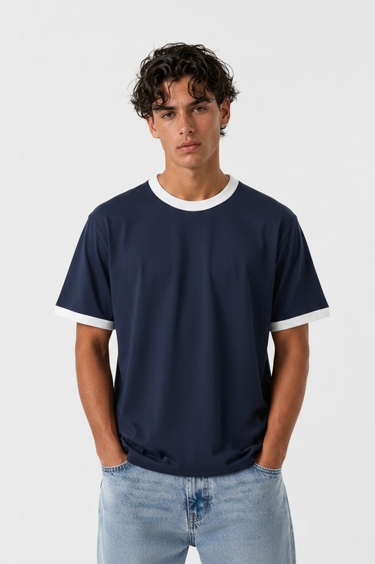 Navy Ringer Tee
